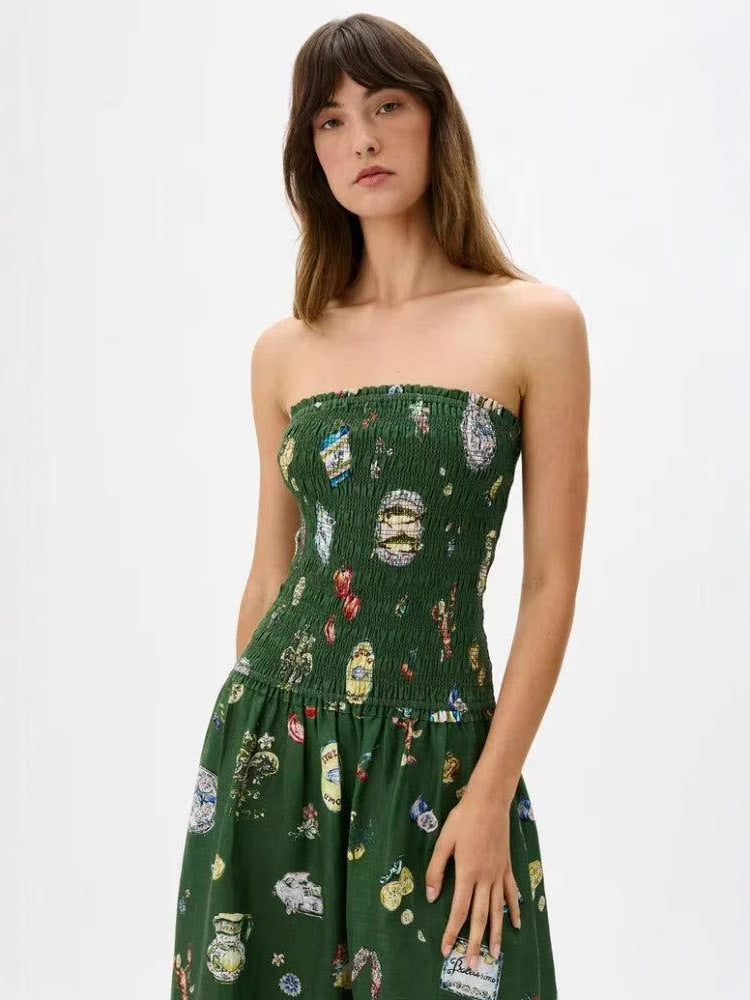Trägerloses Wickel-Maxikleid