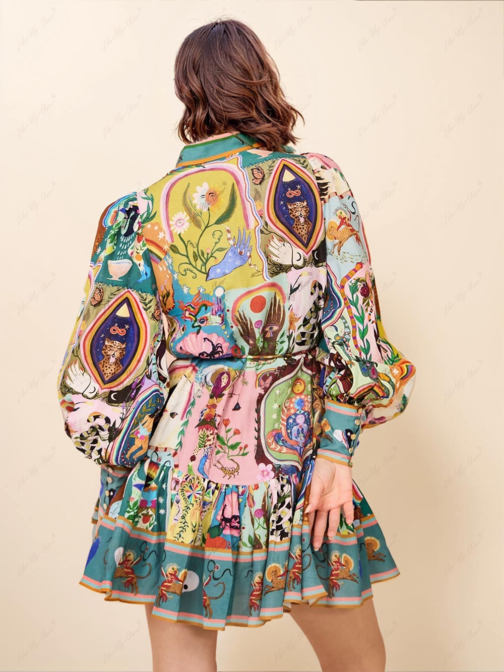 Freizeitliches Graffiti Evergreen bedrucktes Minikleid