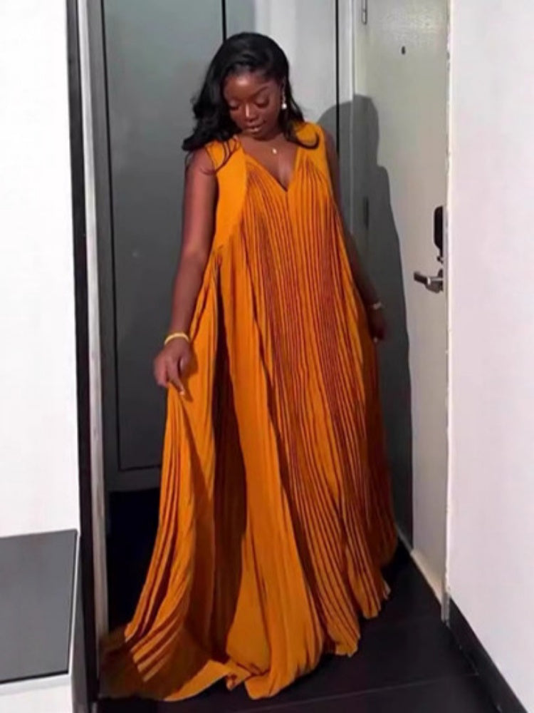 Plissiertes Maxikleid in Großen Größen