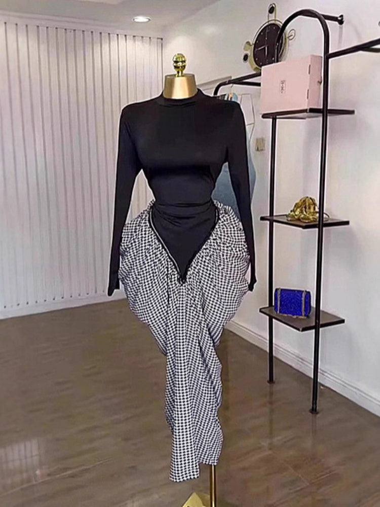 Kariertes Twist-Maxikleid