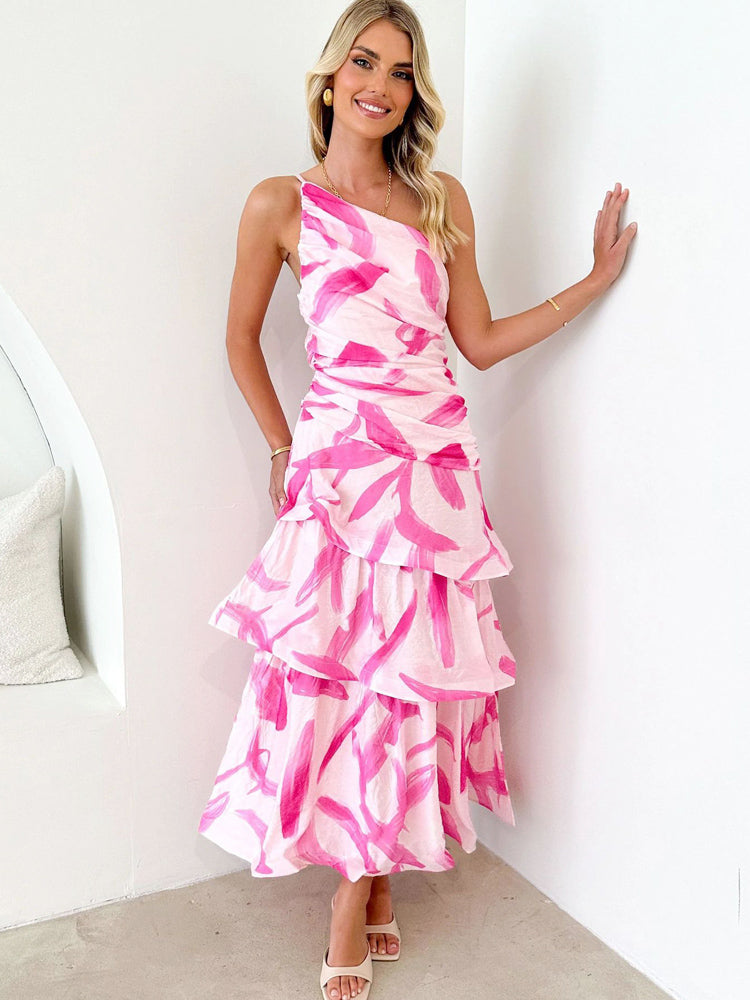 Einachseliges Neckholder-Kleid mit Blumenmuster