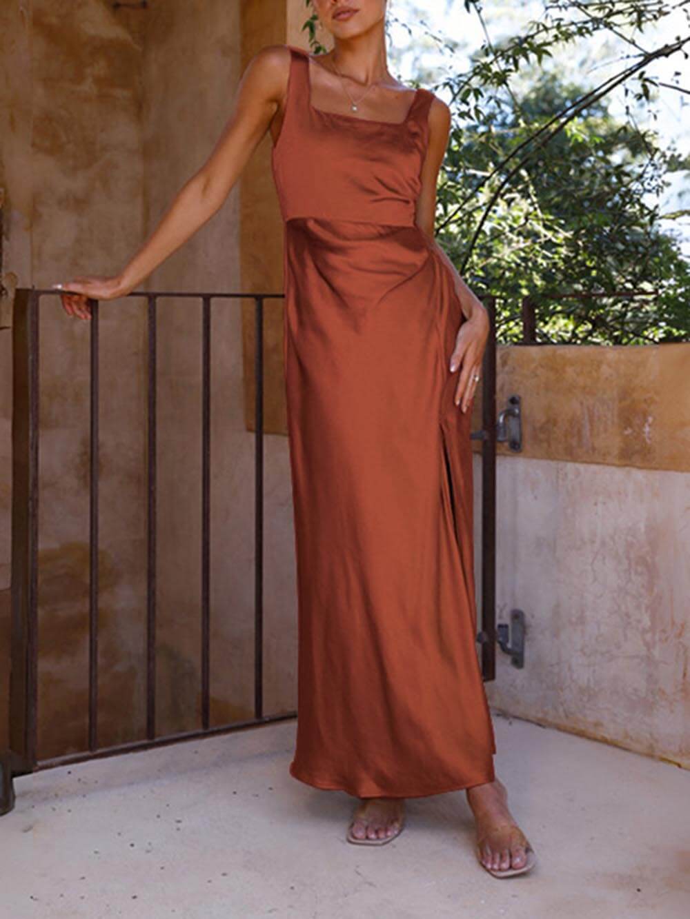 Sommer Neckholder Satin Brautjungfern Ballkleid Maxikleider