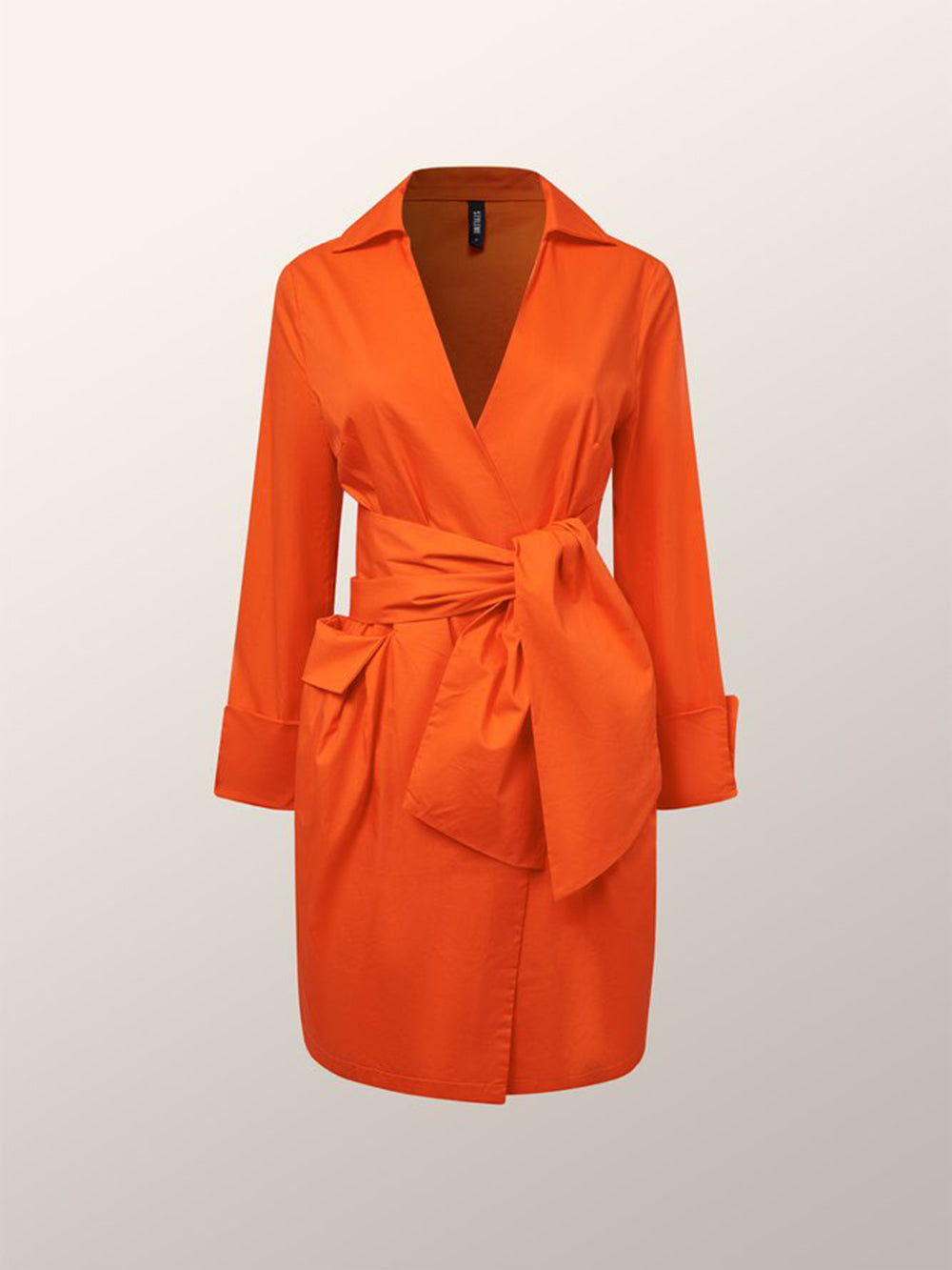 Orange drapiertes Baumwoll-Wickelkleid