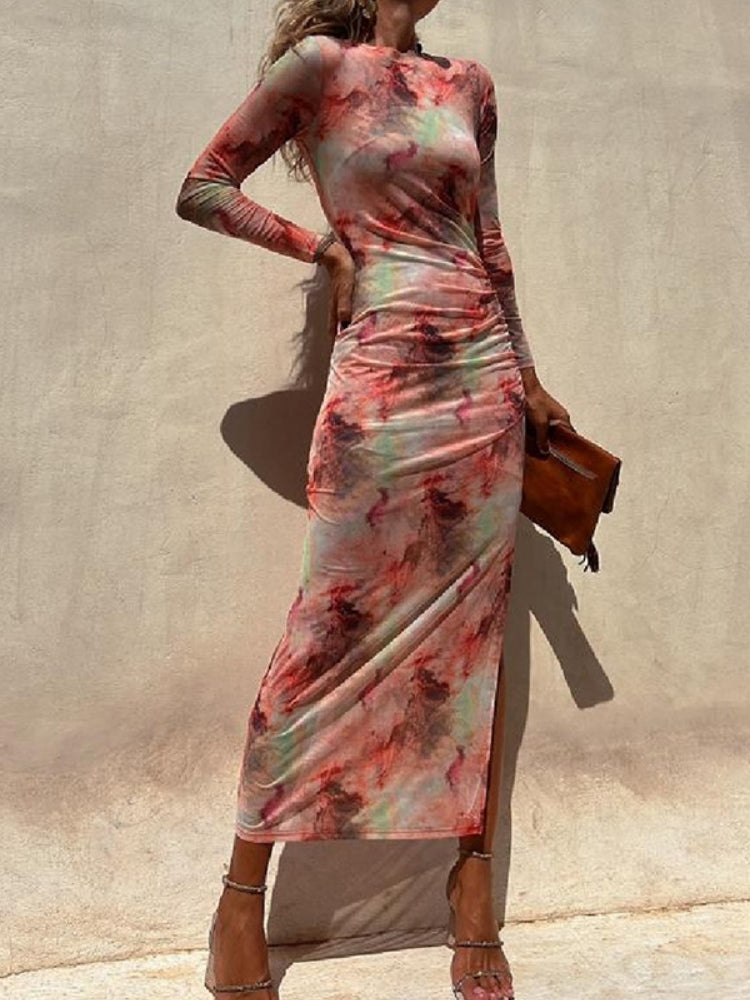Durchsichtiges Print-Bodycon-Kleid
