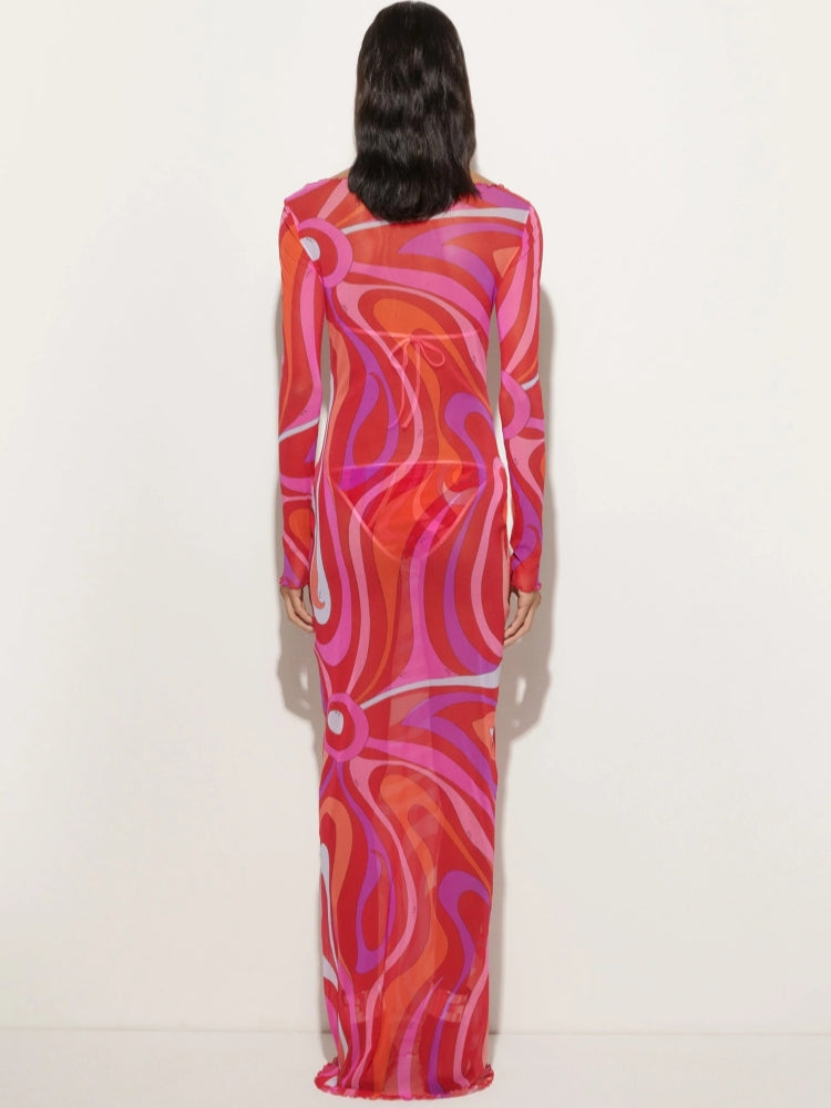 Marm Chiffon Maxikleid