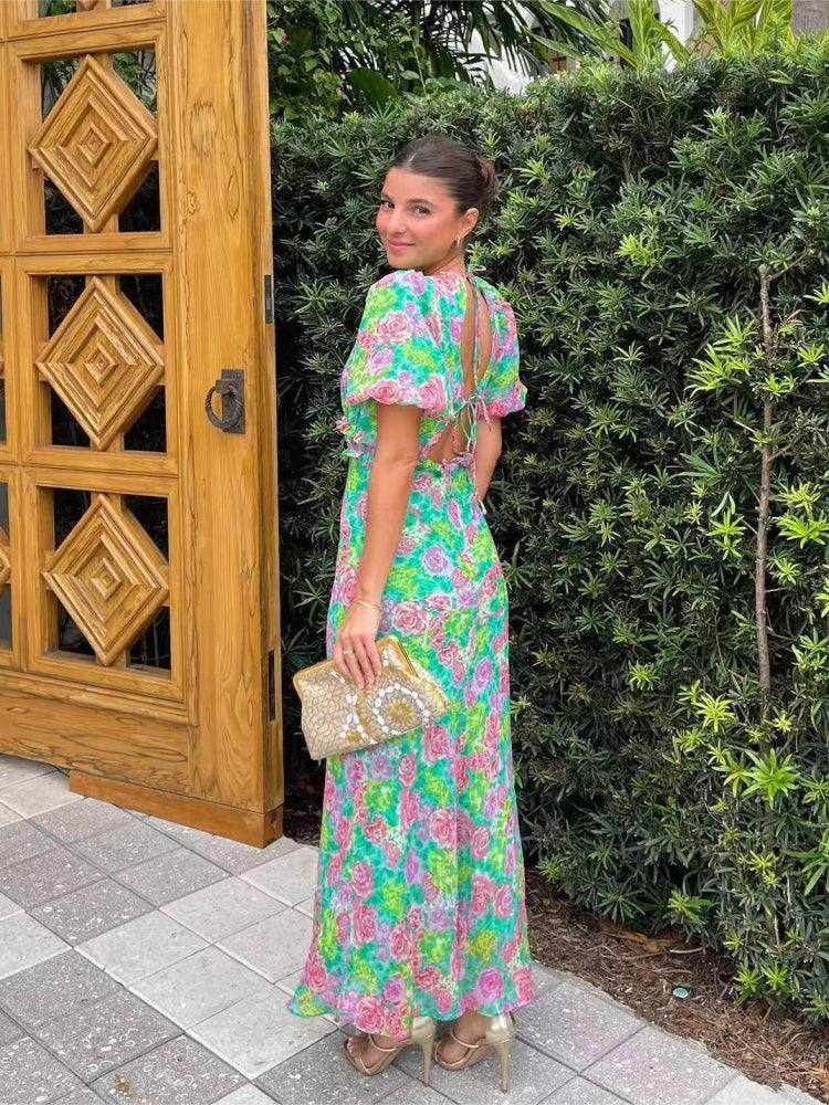 Schickes V-Ausschnitt-Kleid mit Print