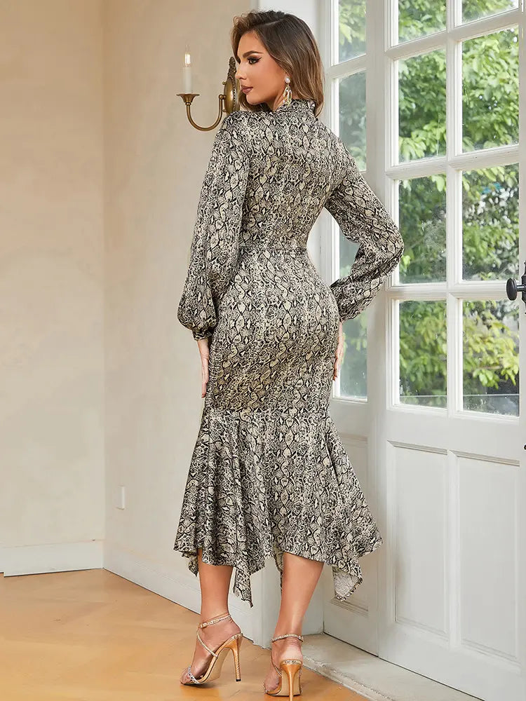 Retro Sexy Rundhals-Printkleid