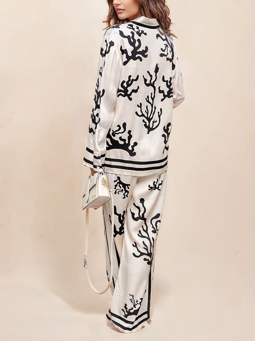 Bedrucktes Hosen-Set mit weitem Bein