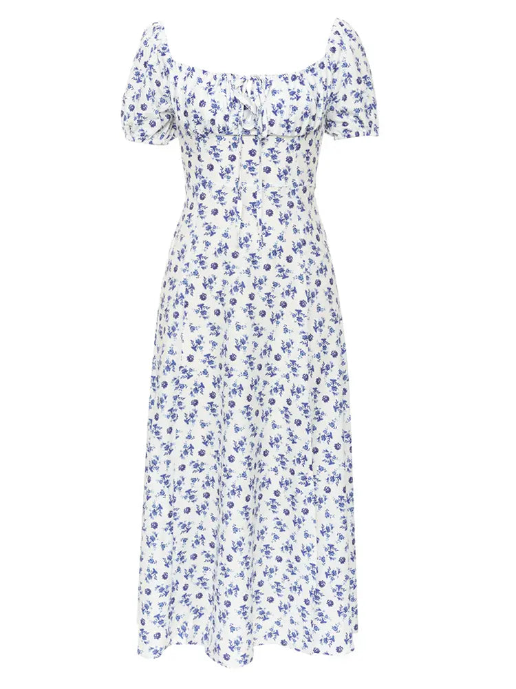 Geblümtes Off-Shoulder Kleid mit Schlitz