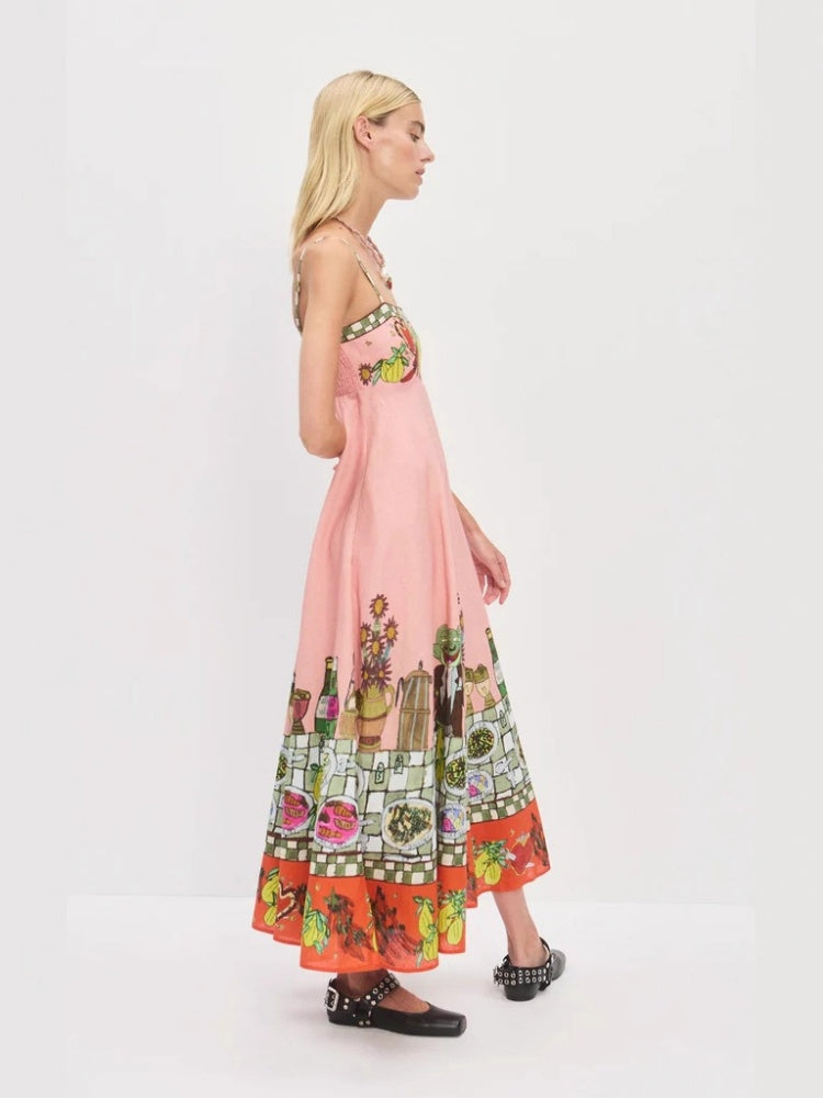Sexy Leinenkleid mit Print