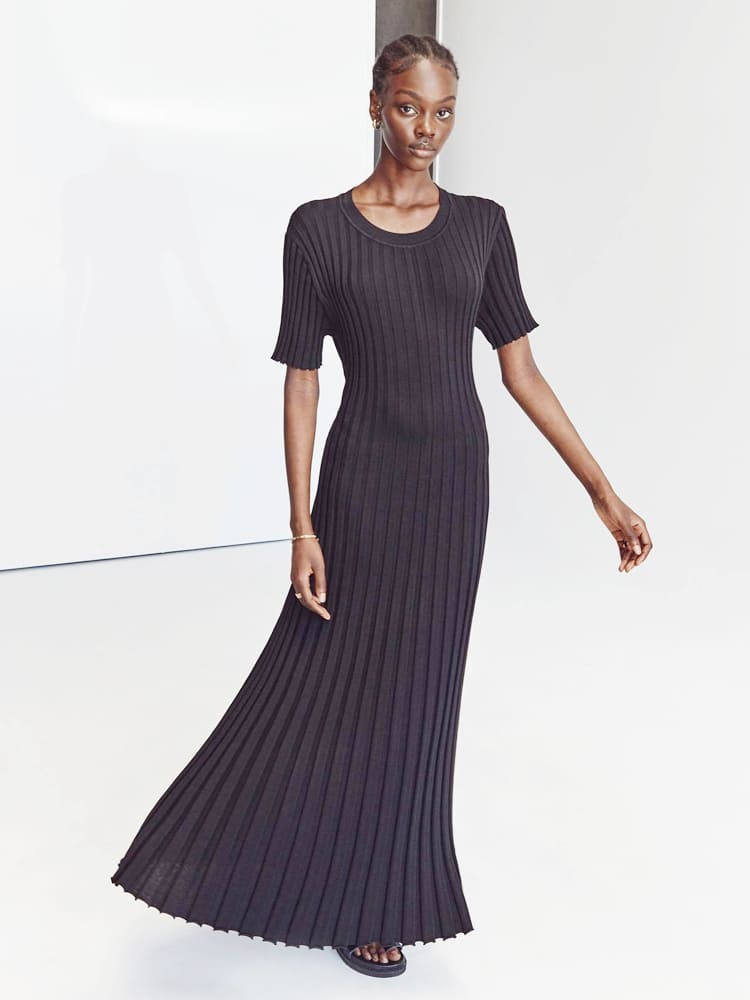 Legeres gestreiftes Maxikleid mit Rundhalsausschnitt