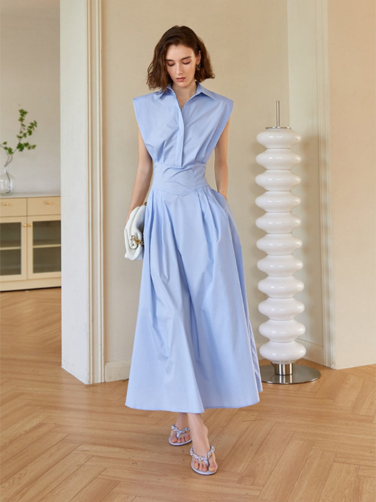 Maßgeschneidertes Hemd-Midikleid mit Gürtel
