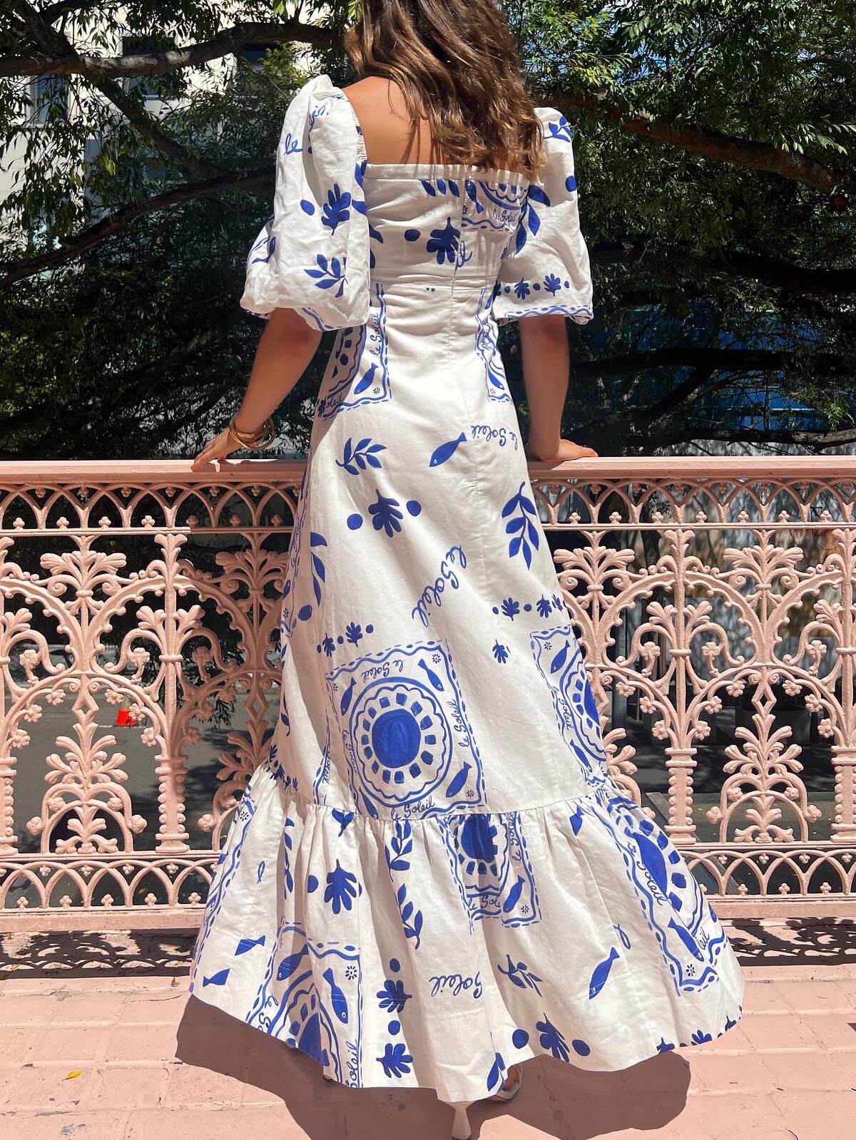 Midikleid mit Puffärmeln für den Urlaub
