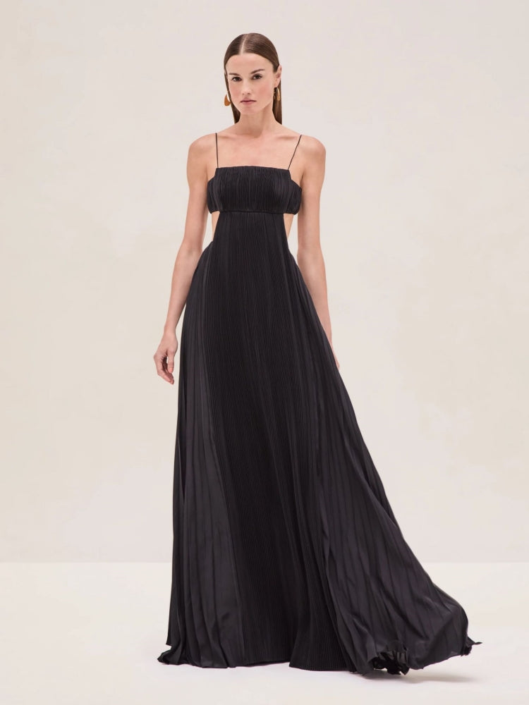 Plissiertes rückenfreies Slip-Kleid