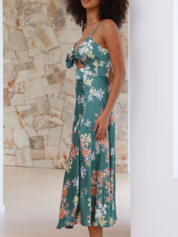 Dreamers Midikleid – Grün geblümt