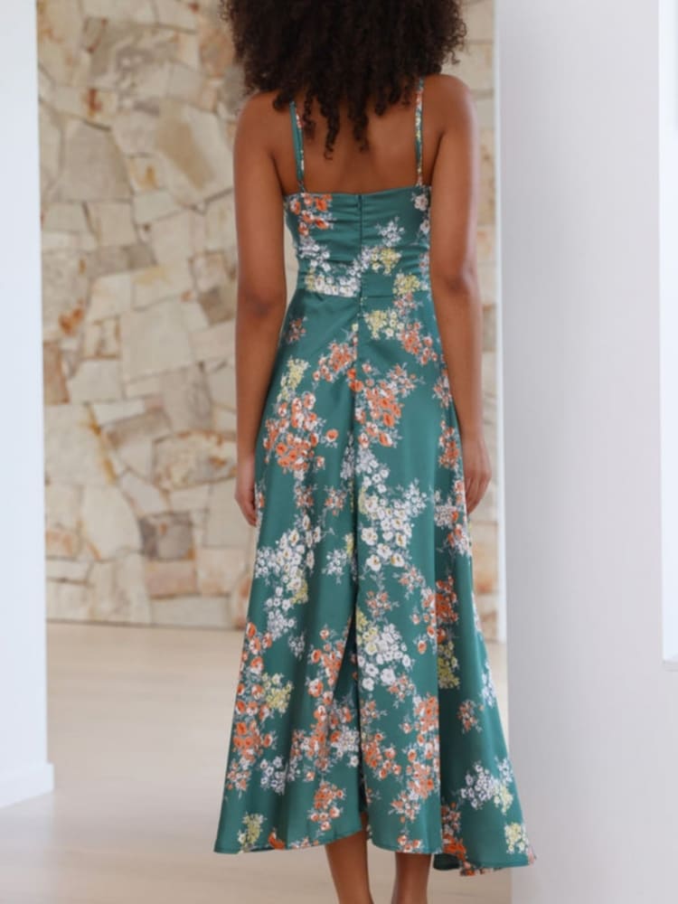 Dreamers Midikleid – Grün geblümt