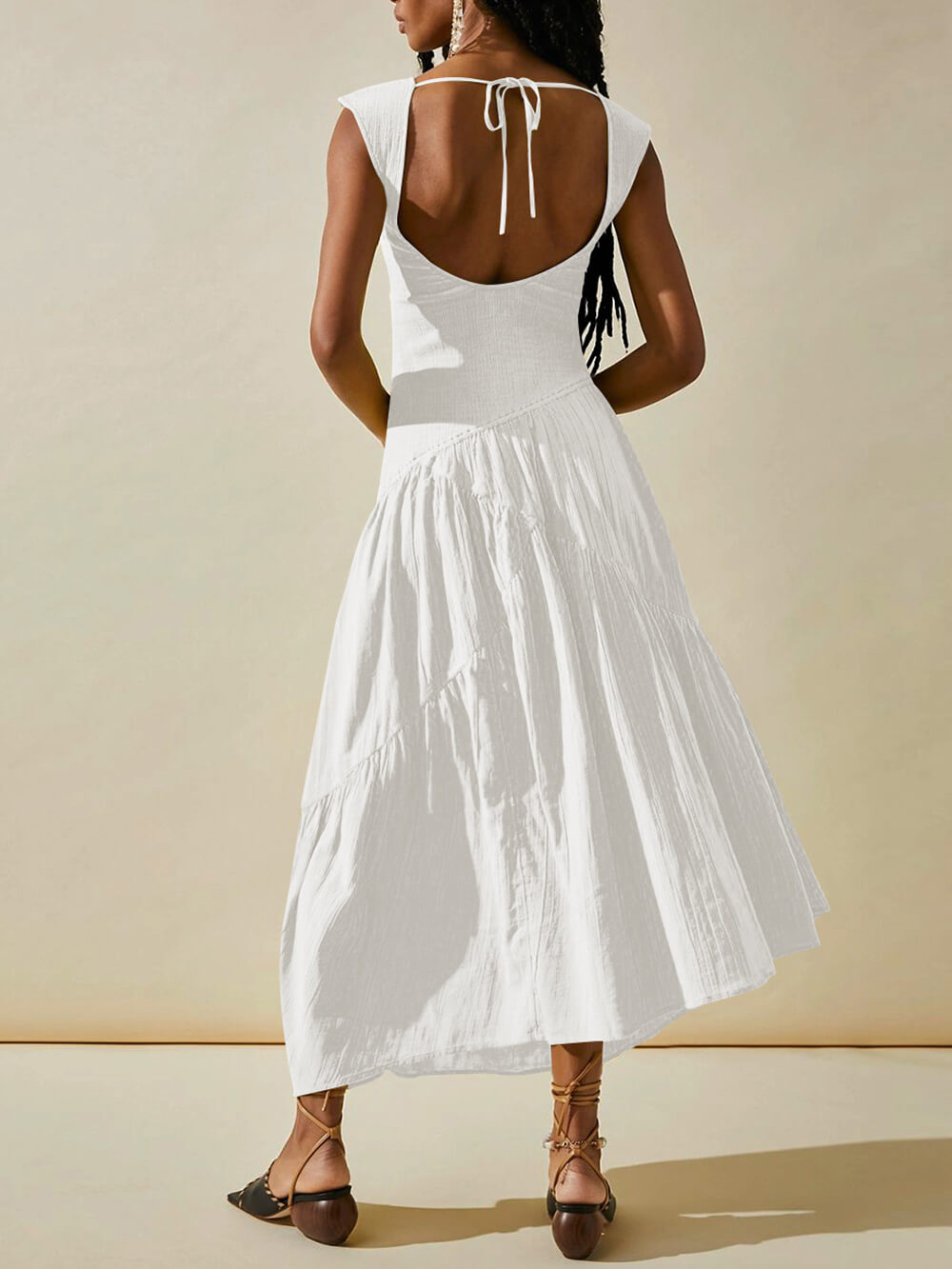 Maxikleid mit eckigem Ausschnitt im Boho-Patchwork-Stil