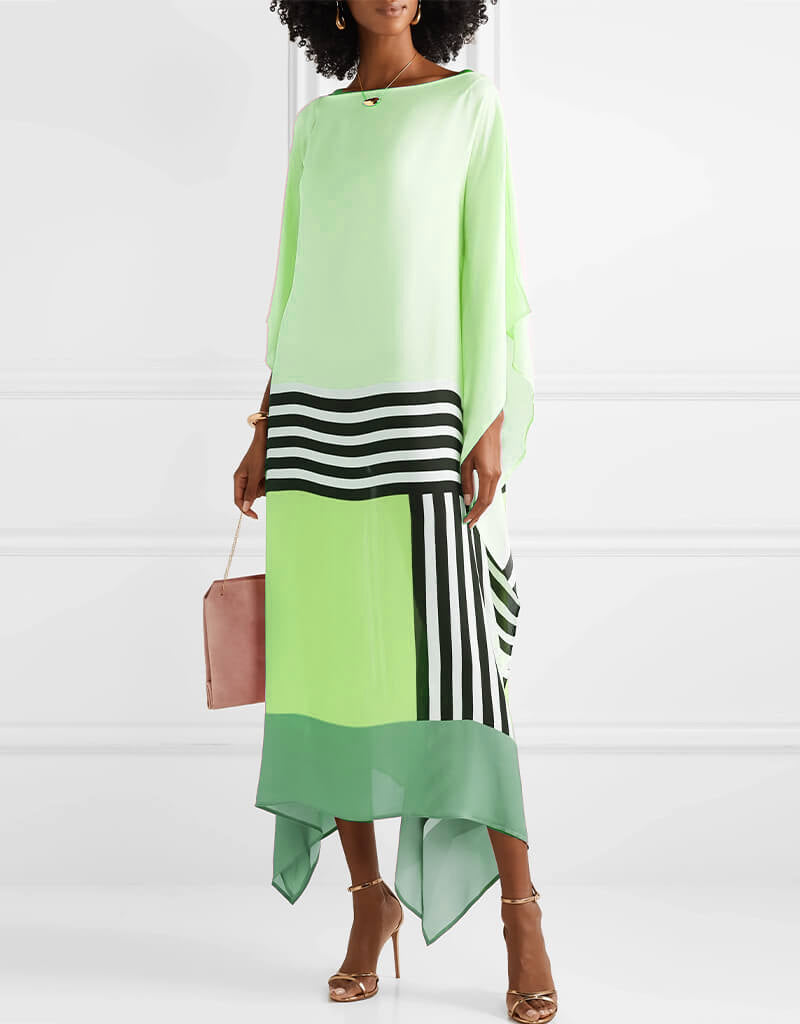 Pinker Kaftan mit Bonbonstreifen