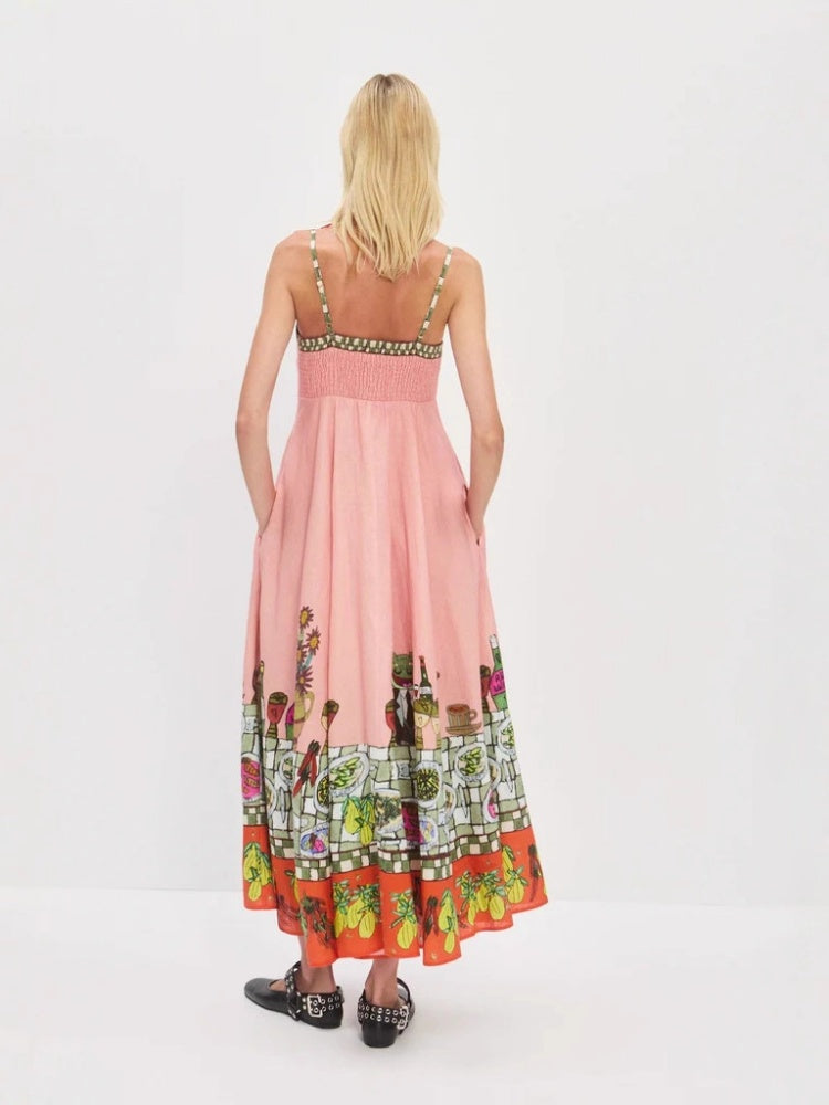 Sexy Leinenkleid mit Print