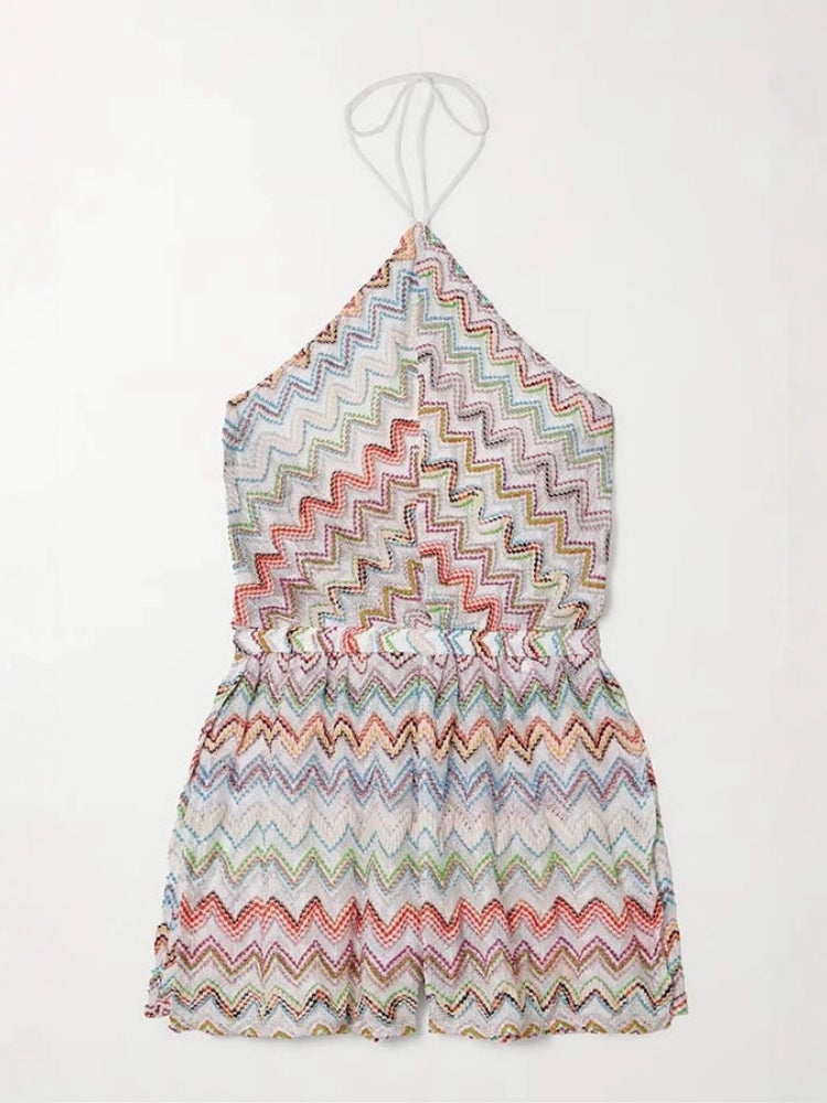 Wave Print Romper