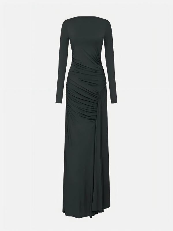 Gletscher Asymmetrische Falten Maxi-Kleid
