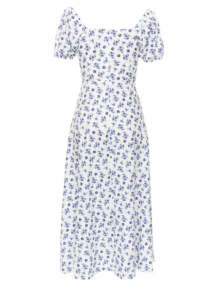 Geblümtes Off-Shoulder Kleid mit Schlitz