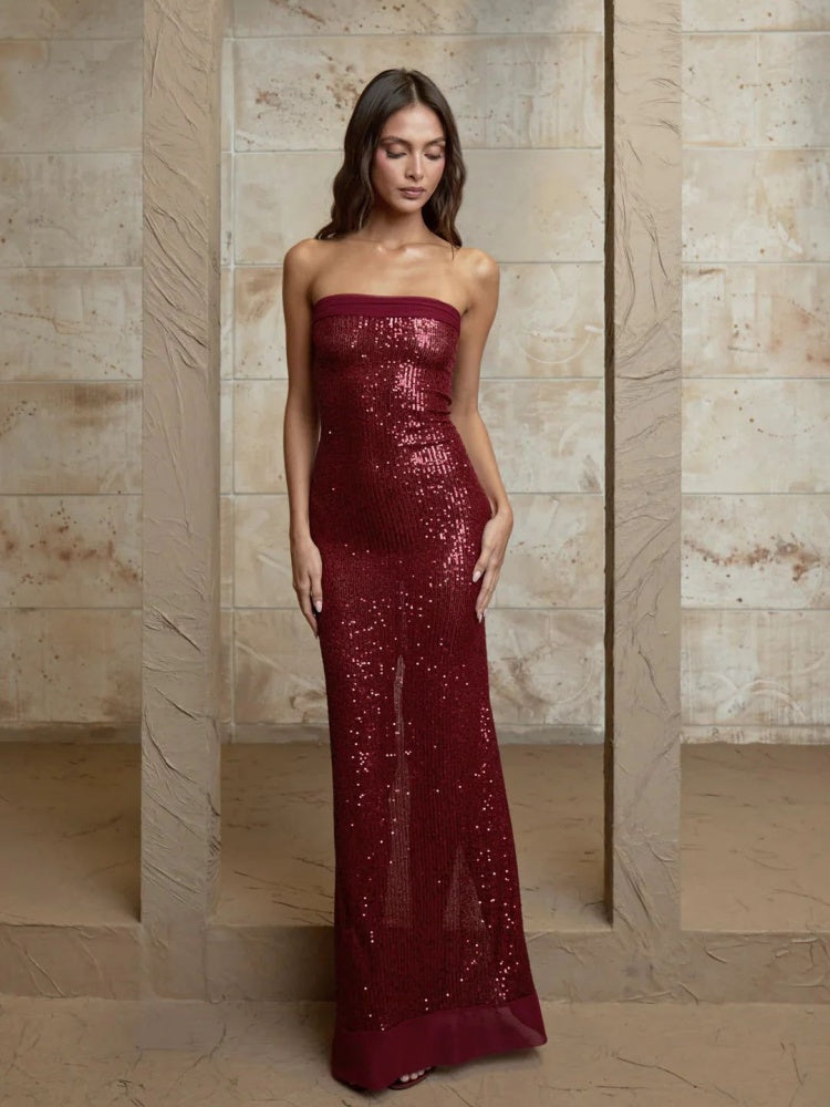 Pailletten-Meerjungfrauenkleid mit offenem Rücken