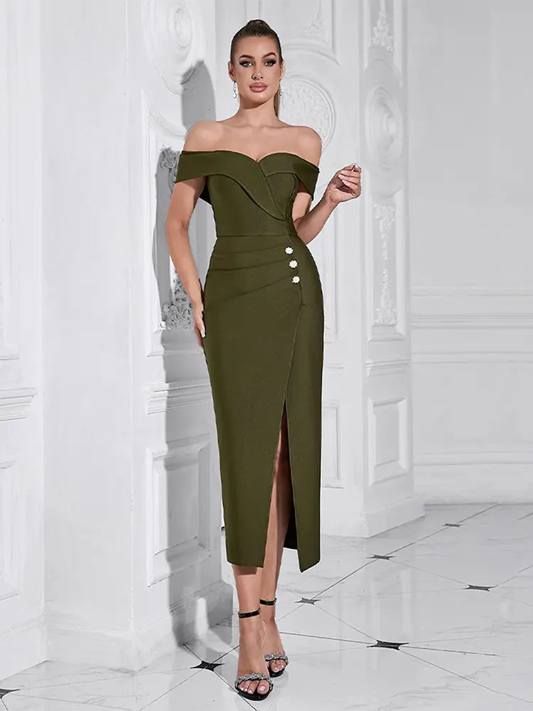 Trägerloses Schlitz-Bandage-Abendkleid