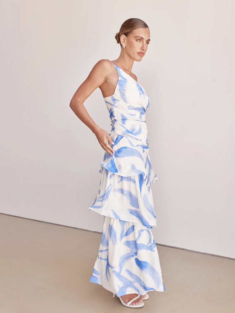 Einachseliges Neckholder-Kleid mit Blumenmuster