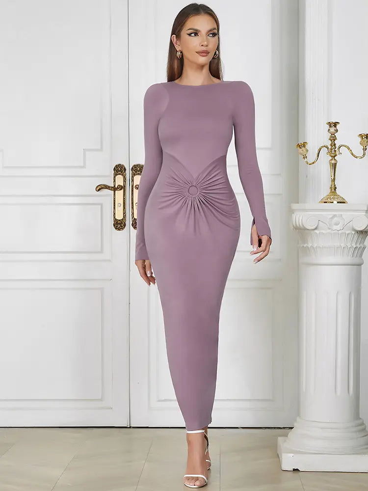 Sexy schickes Rüschenkleid mit Rundhalsausschnitt