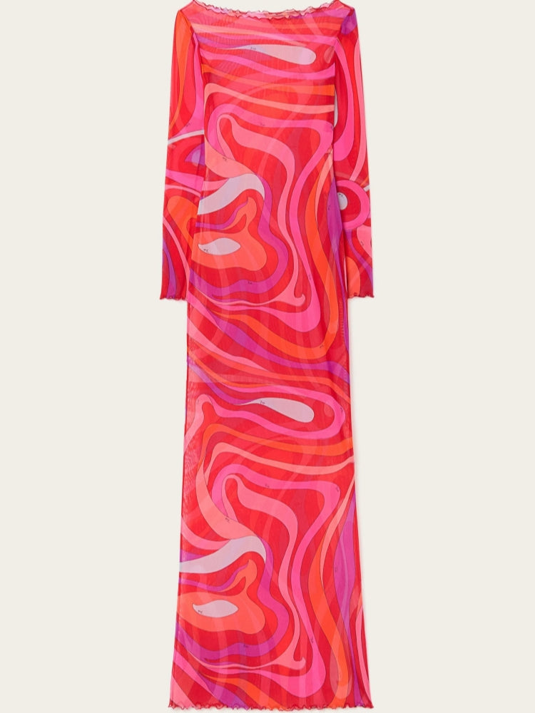 Marm Chiffon Maxikleid