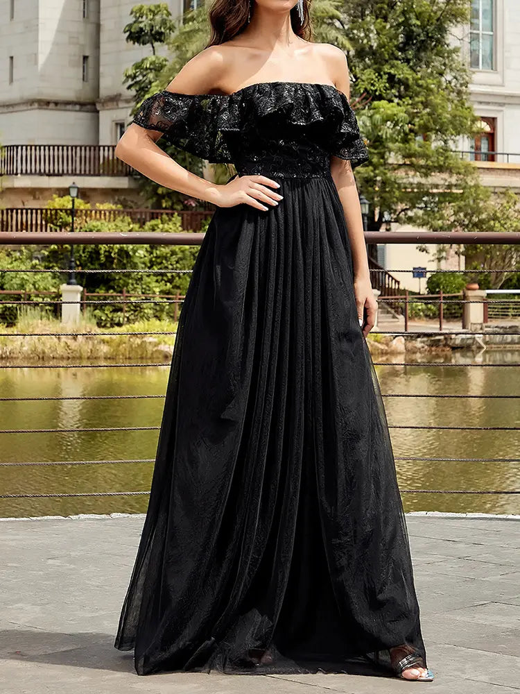 Sexy trägerloses Pailletten-Mesh-Kleid