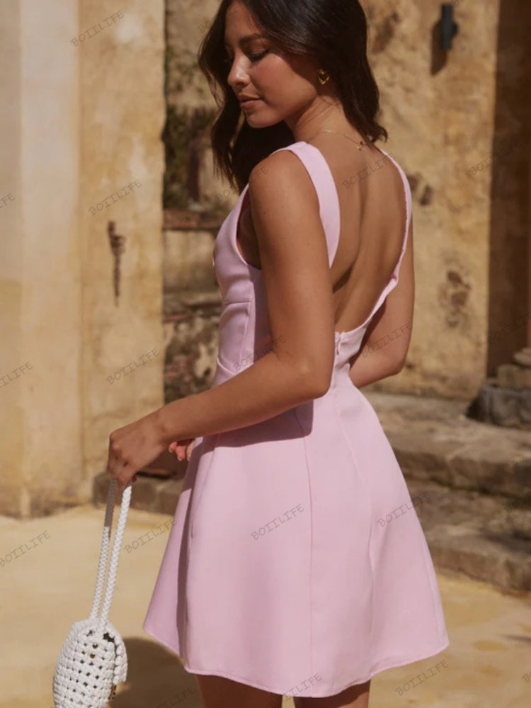 Sexy Damen Neckholder-Minikleid ohne Rücken