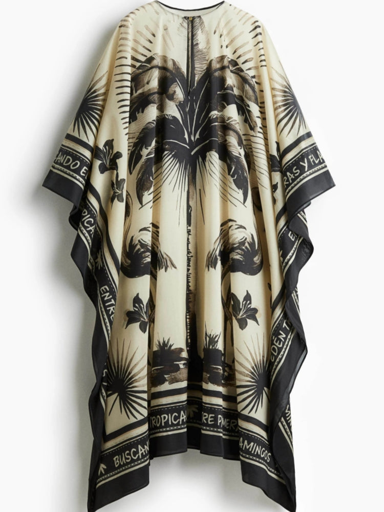 Oversized Flamingo Kaftan Maxikleid