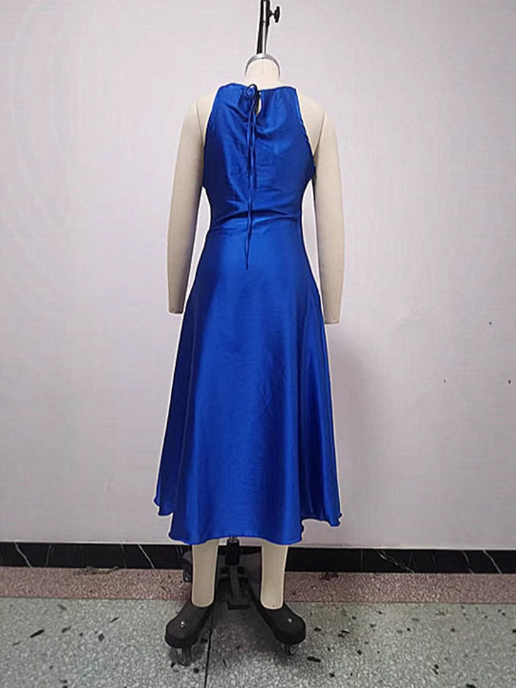 Ärmelloses, figurbetontes V-Ausschnitt Midi-Kleid