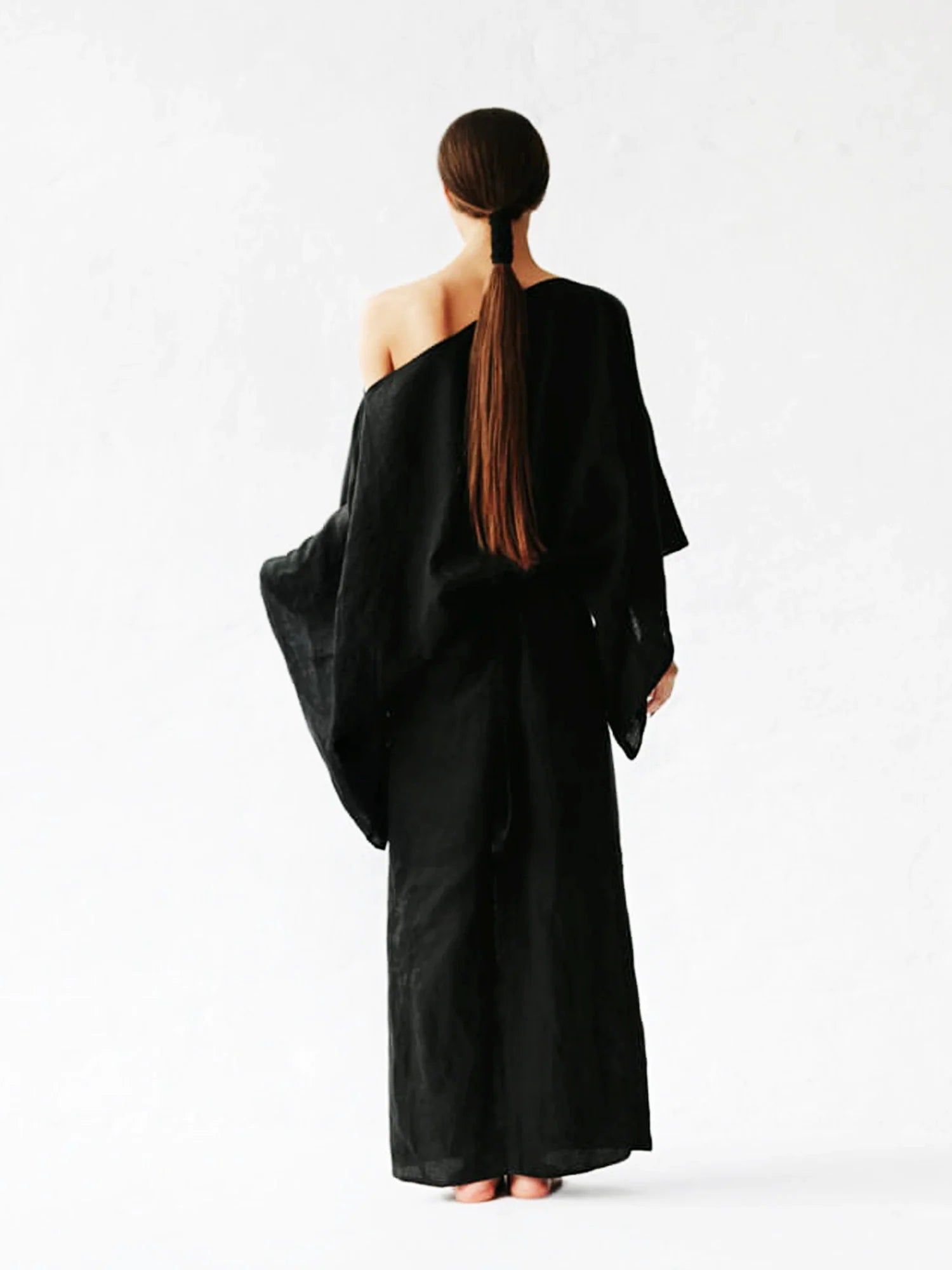Kimono-Kleid „Crimson Linen Breeze“
