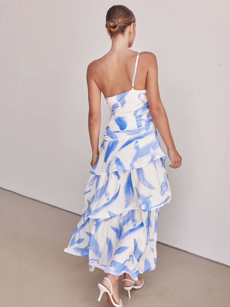 Einachseliges Neckholder-Kleid mit Blumenmuster