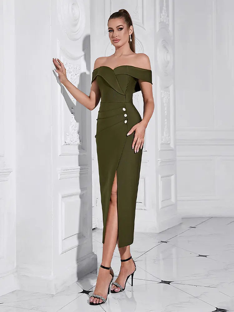 Trägerloses Schlitz-Bandage-Abendkleid