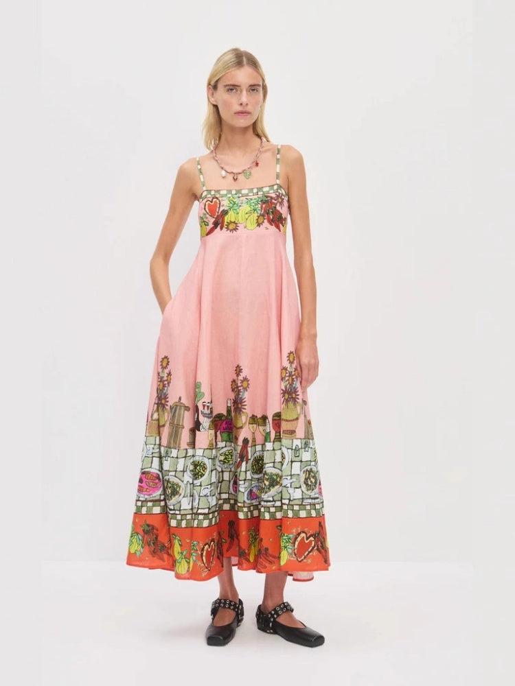Sexy Leinenkleid mit Print