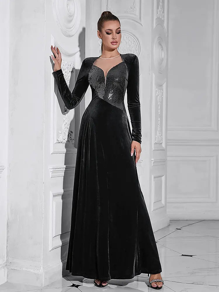 Anmutiges Abendkleid mit langen Ärmeln