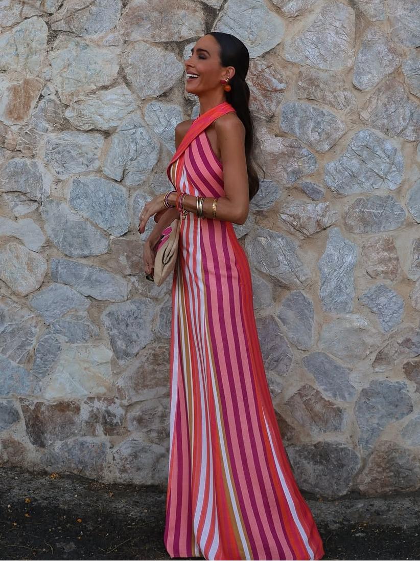 Sunset Samba Neckholder-Kleid mit Streifen