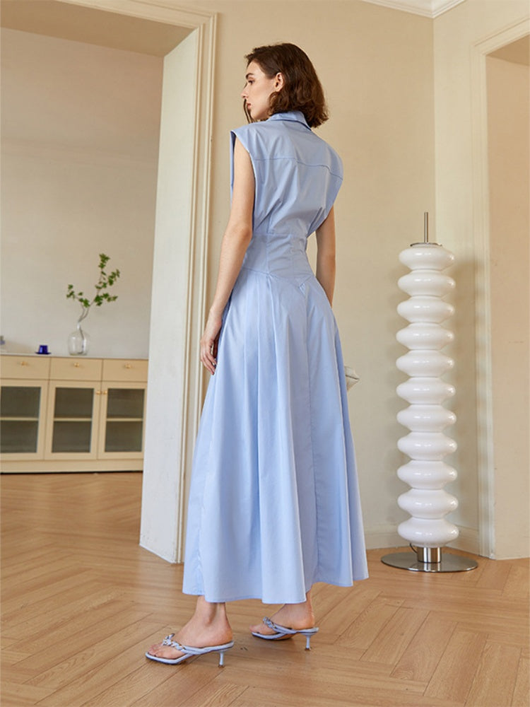 Maßgeschneidertes Hemd-Midikleid mit Gürtel