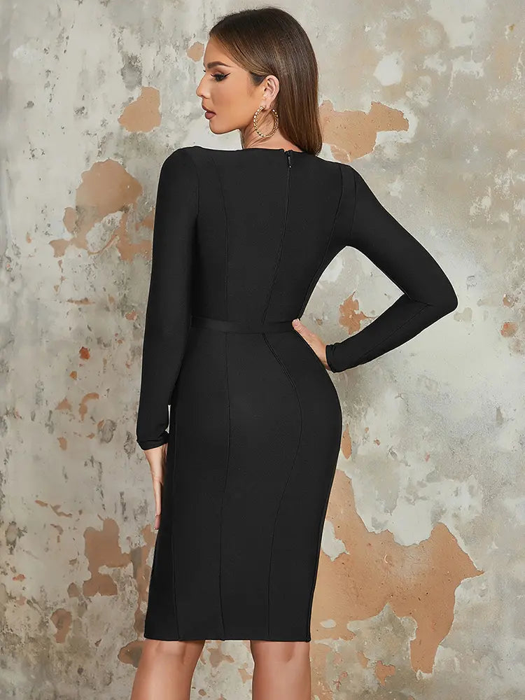 Sexy V-Ausschnitt Kleid mit Frontschlitz