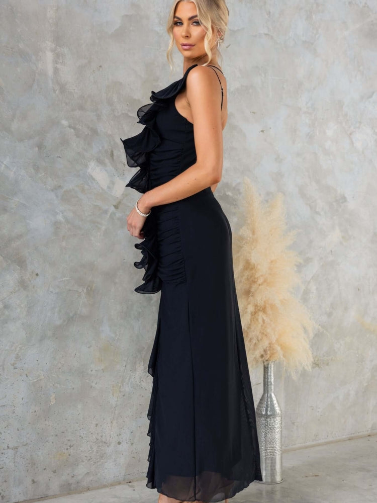 Figurbetontes Midikleid mit Raffung
