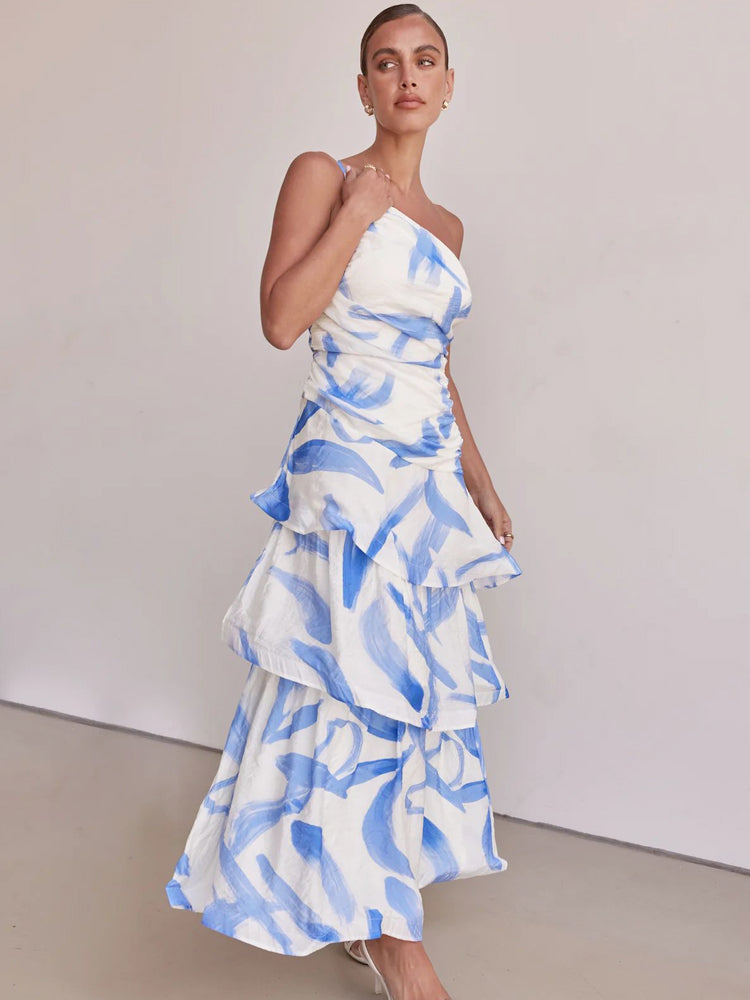 Einachseliges Neckholder-Kleid mit Blumenmuster