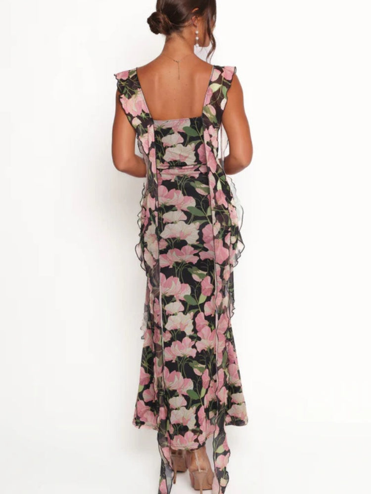 Kleid mit Blumenmuster-Spitzenband