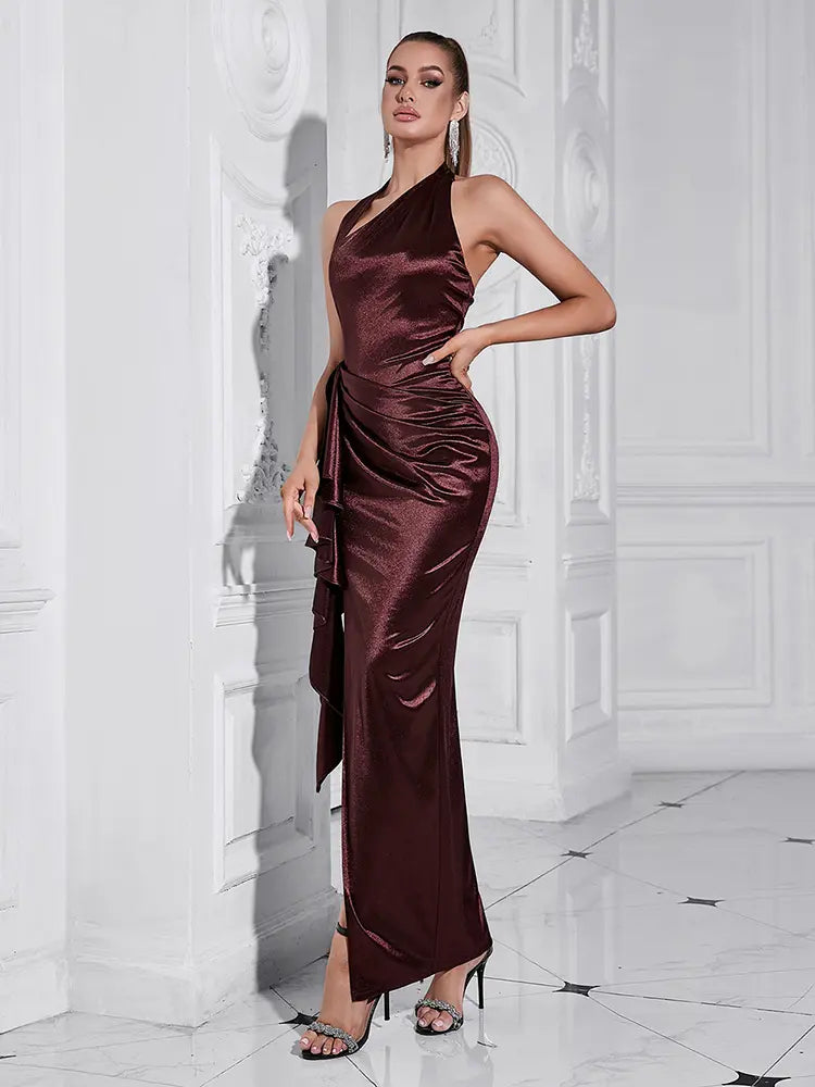 Neckholder-Maxikleid mit Schlitz