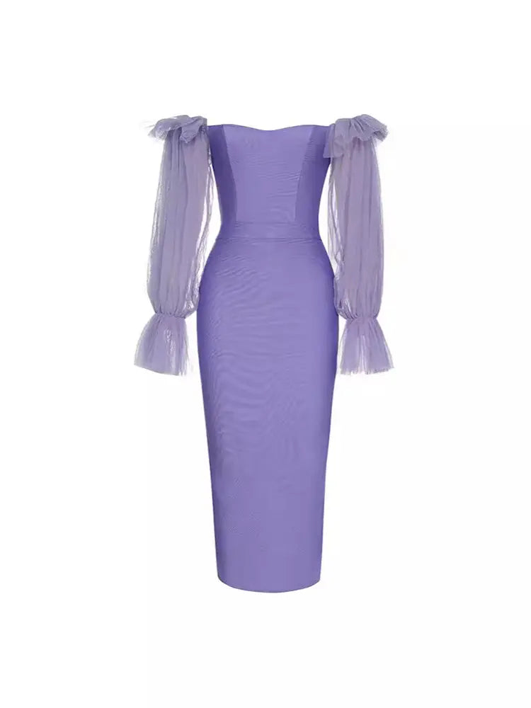 Sexy Off-Shoulder-Kleid mit Netzärmeln