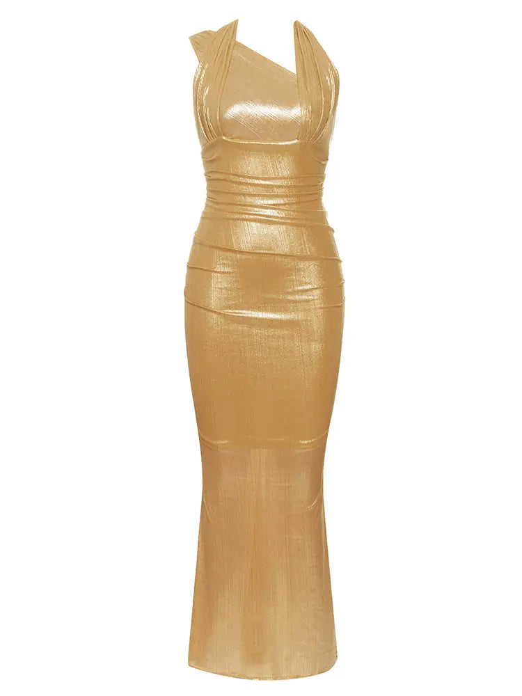 Vintage Neckholder Trägerloses Langes Kleid