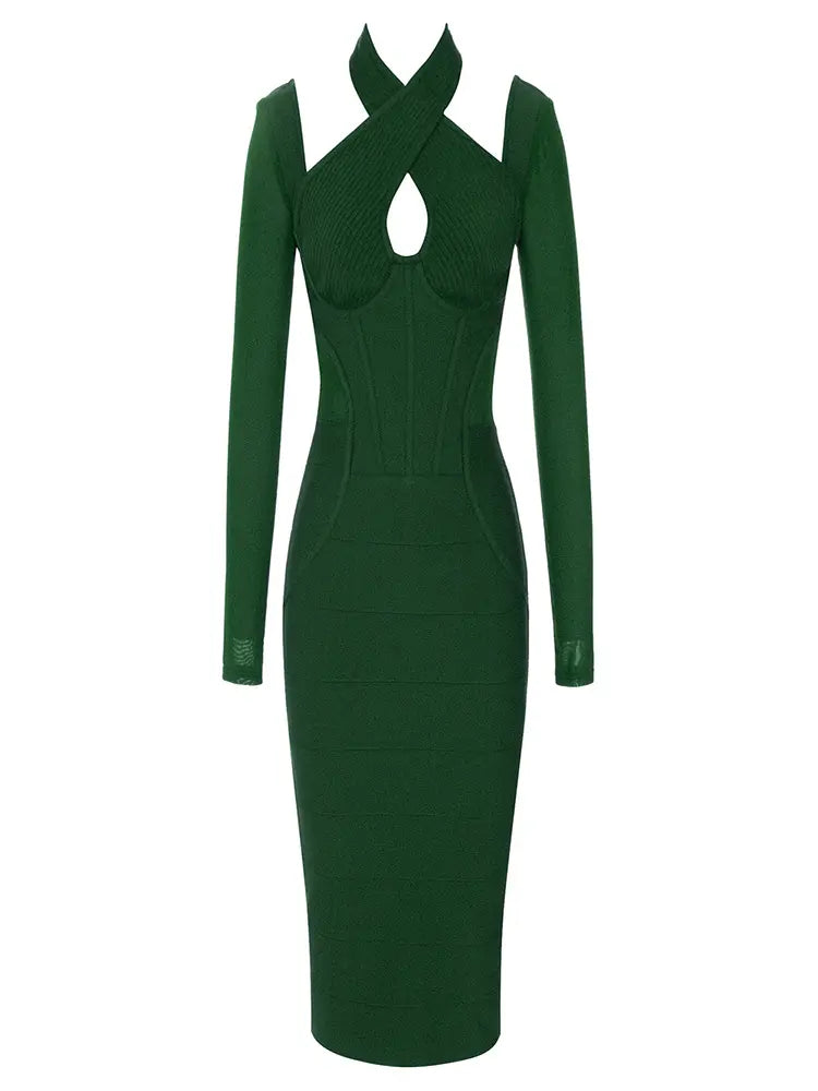 Vintage rückenfreies Neckholder-Abendkleid